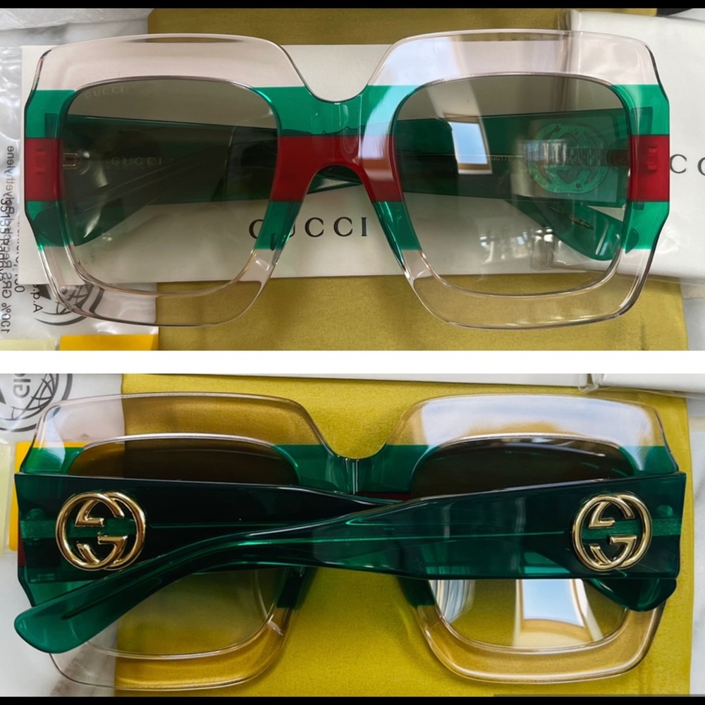 GUCCI MULTI GREEN SUNGLASSES FROM THE URBAN COLLECTION AS SEEN ON J LO & CELEBS - Picture 16 of 16